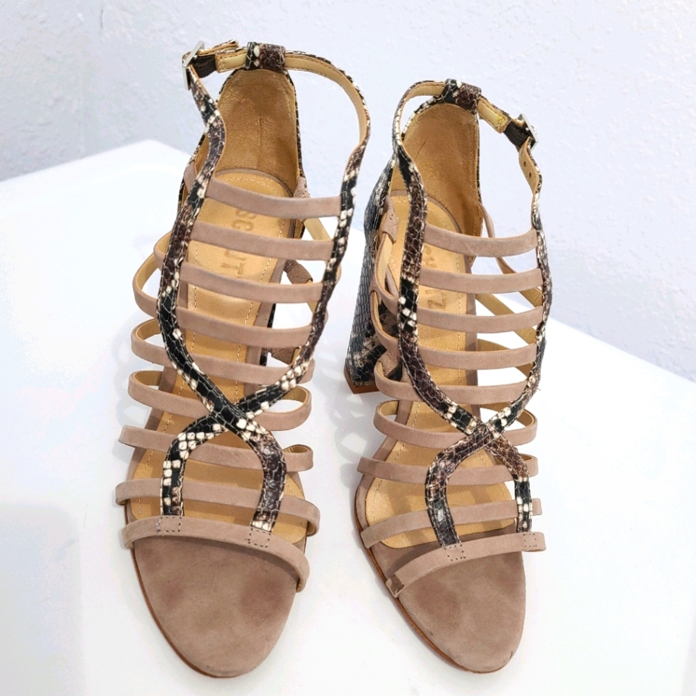 SCHUTZ Kaye Reptile Snakeskin Heel Sandals - Picture 4 of 16